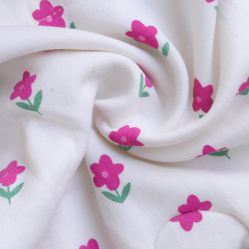 Tiny Florals Frilled Fleece Hooded Sleepsuit