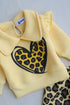 Leopard Printed Frilled Fleece Sweatshirt Set