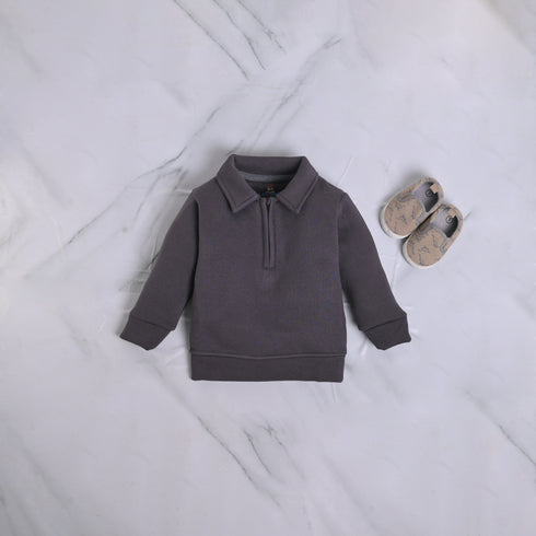 Dark Grey Fleece Quarter Zipper