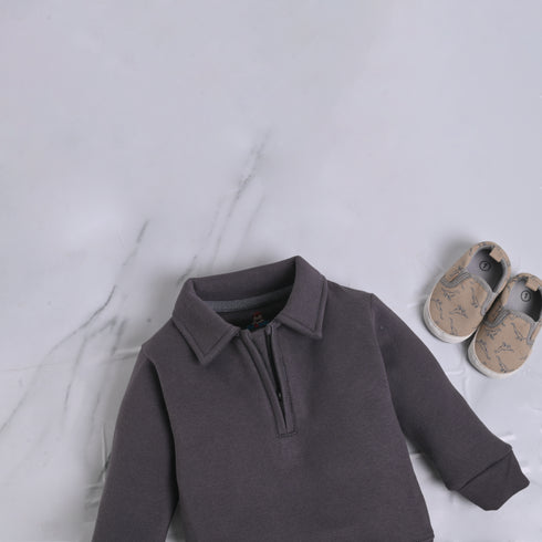 Dark Grey Fleece Quarter Zipper