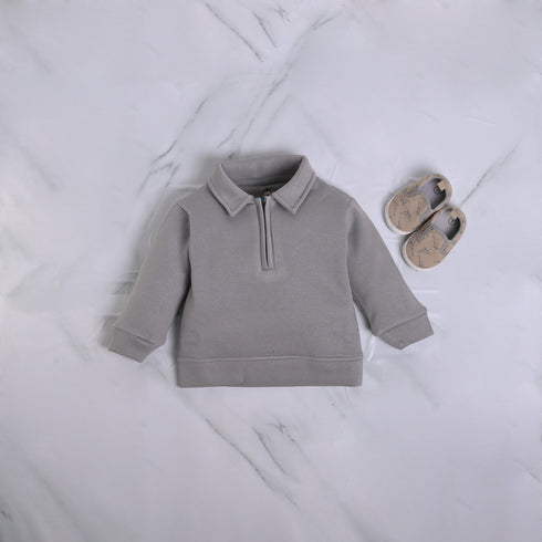 Steel Grey Fleece Quarter Zipper Set