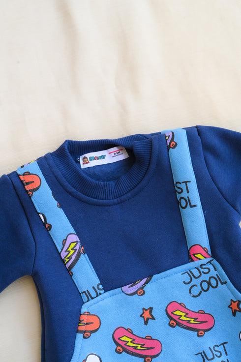 Little Skater Dungaree Fleece Sleepsuit