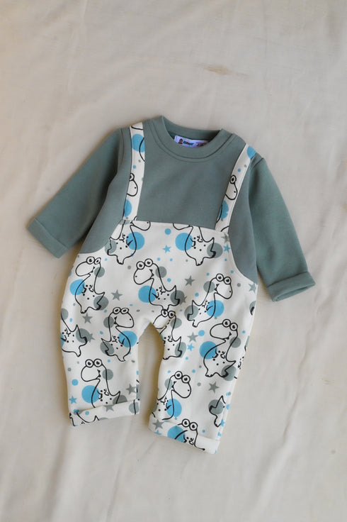 Cosmic Dino Dungaree Fleece Sleepsuit