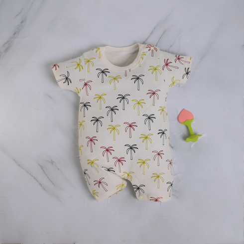 Palm Trees Printed Buttoned Romper