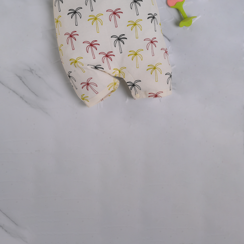 Palm Trees Printed Buttoned Romper