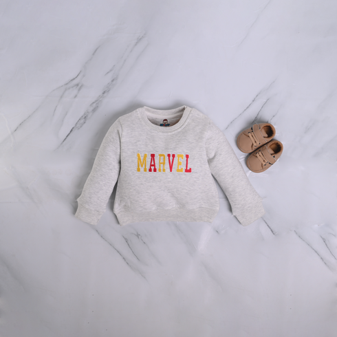 Marvel Embroidered Oatmeal Fleece Sweatshirt