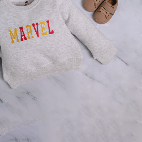 Marvel Embroidered Oatmeal Fleece Sweatshirt