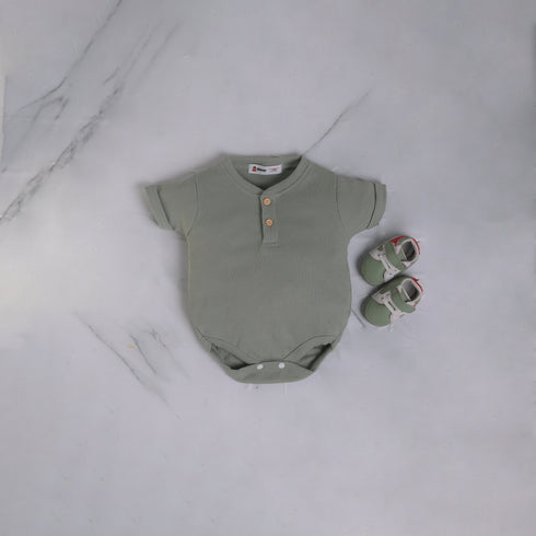 Mid Green Henley Bodysuit Set