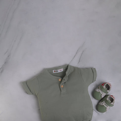 Mid Green Henley Bodysuit Set