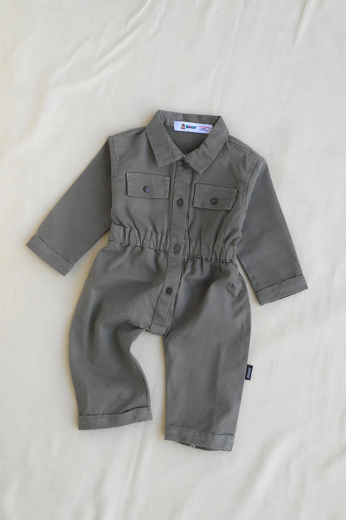 Non-Denim Baby Jumpsuit (Olive Green)