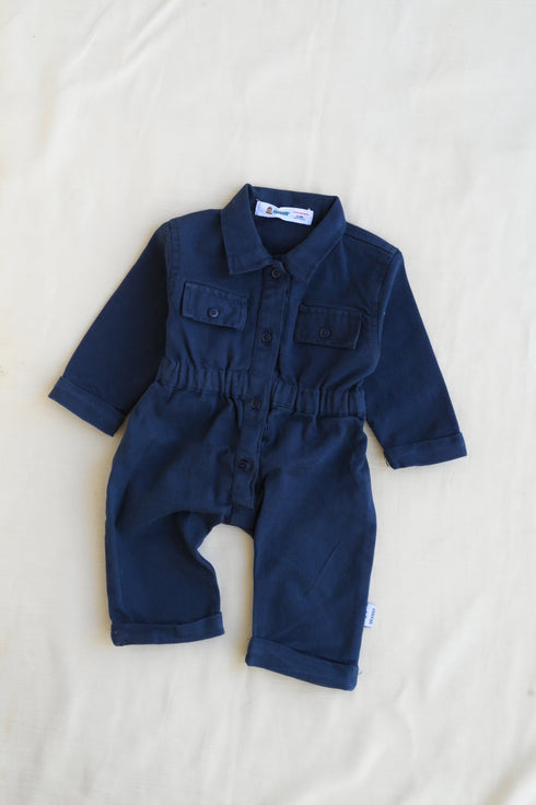 Non-Denim Baby Jumpsuit (Navy)
