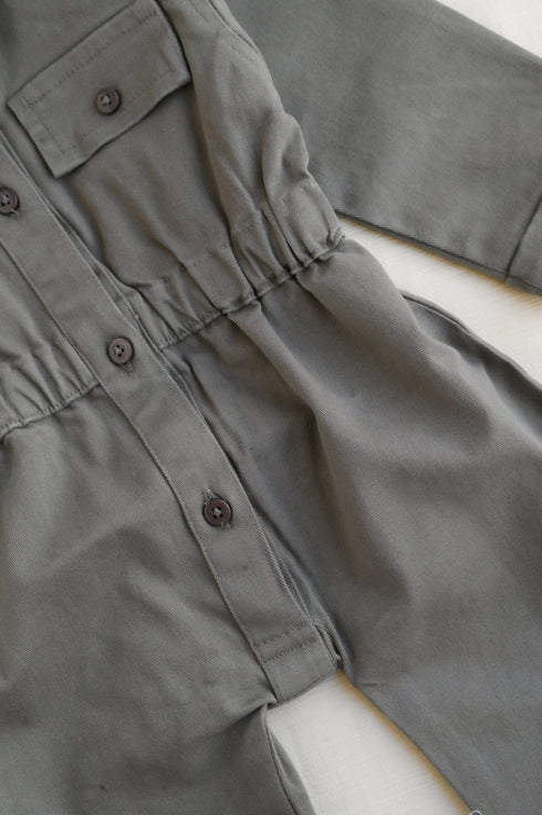 Non-Denim Baby Jumpsuit (Olive Green)