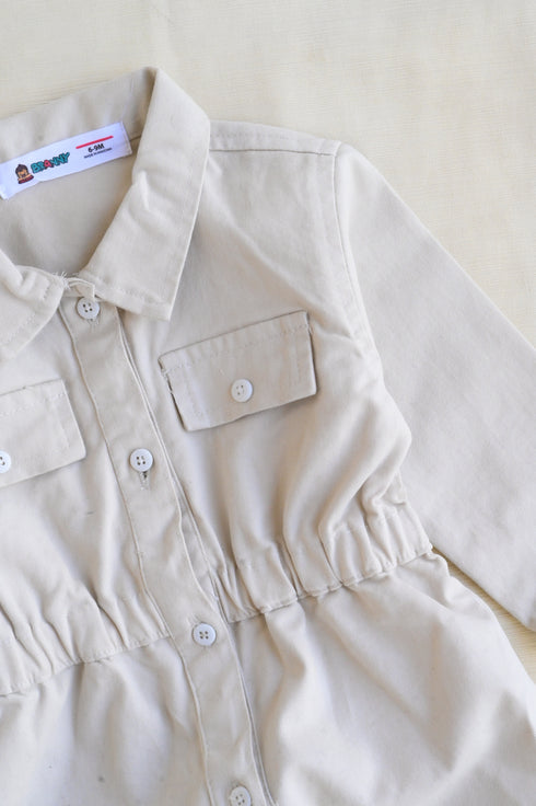 Non-Denim Baby Jumpsuit (Oatmeal)