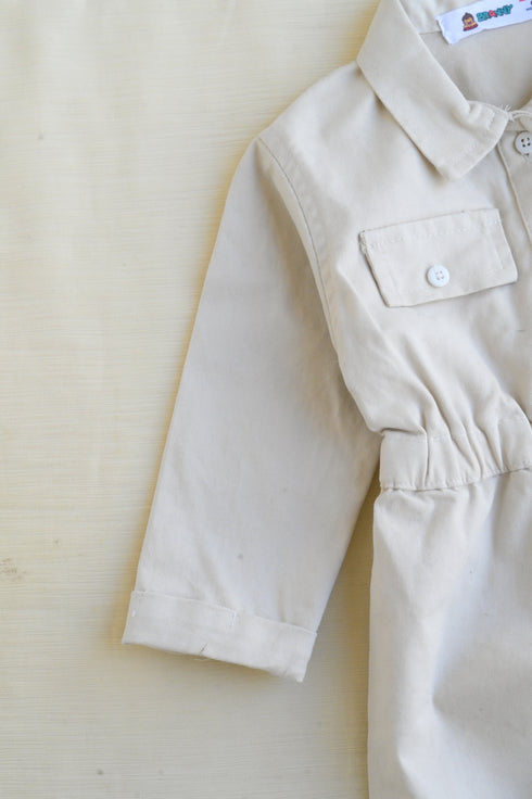 Non-Denim Baby Jumpsuit (Oatmeal)