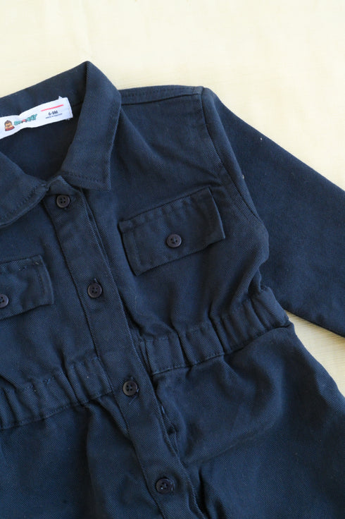Non-Denim Baby Jumpsuit (Navy)
