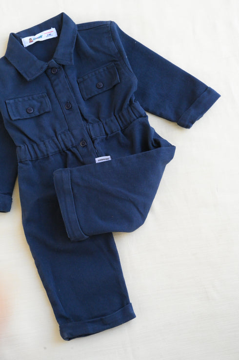Non-Denim Baby Jumpsuit (Navy)