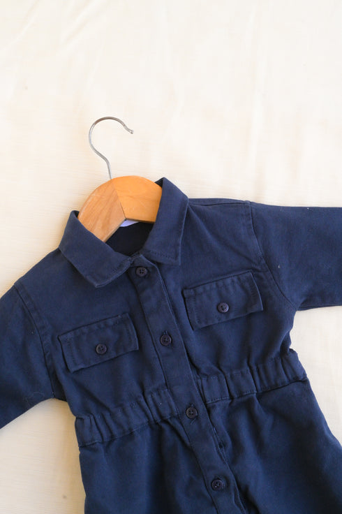 Non-Denim Baby Jumpsuit (Navy)