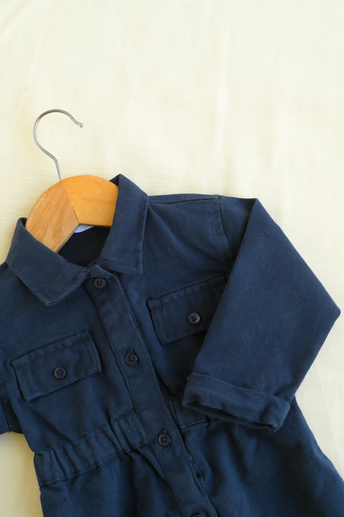 Non-Denim Baby Jumpsuit (Navy)