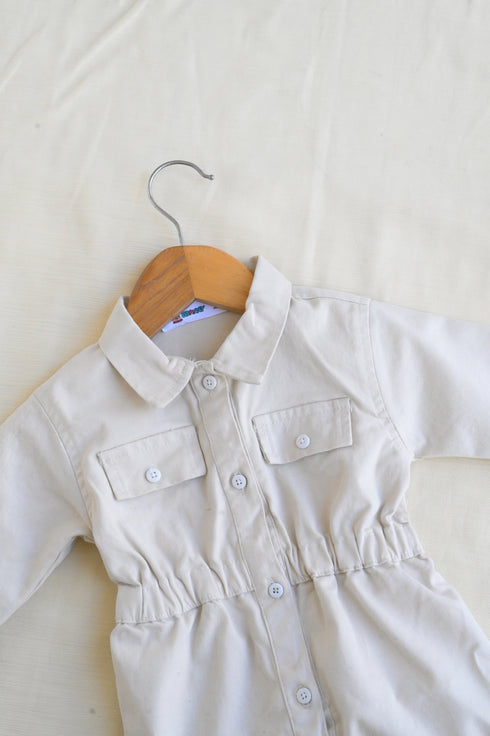 Non-Denim Baby Jumpsuit (Oatmeal)