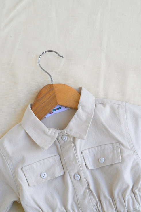 Non-Denim Baby Jumpsuit (Oatmeal)