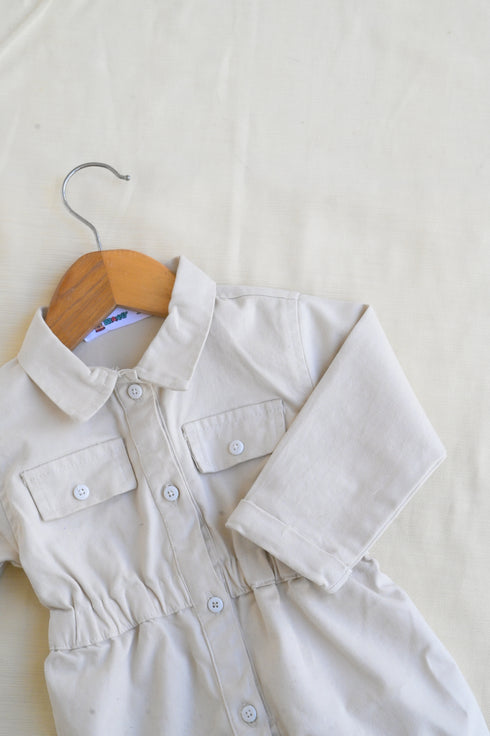 Non-Denim Baby Jumpsuit (Oatmeal)