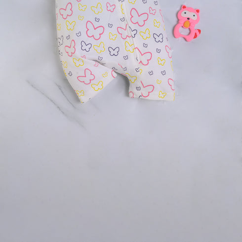 Butterfly Patterned Zip-Up Romper