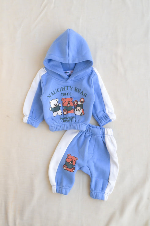 Three Naughty Bear Blue Fleece Hooded Set