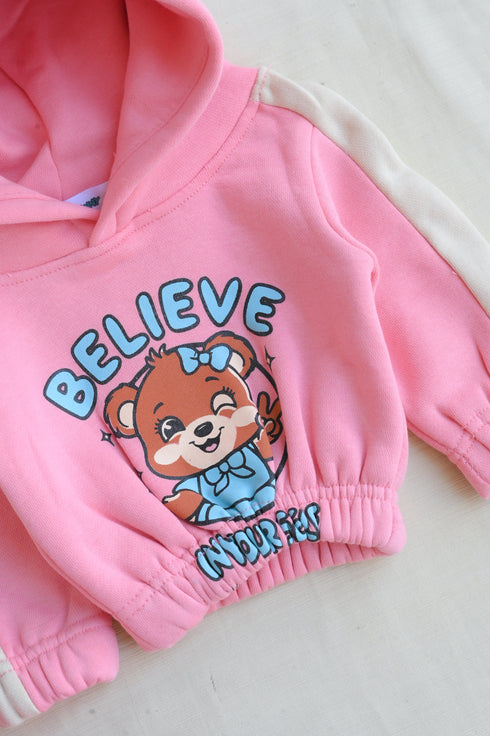 Cheerful Bear Fleece Hooded Set
