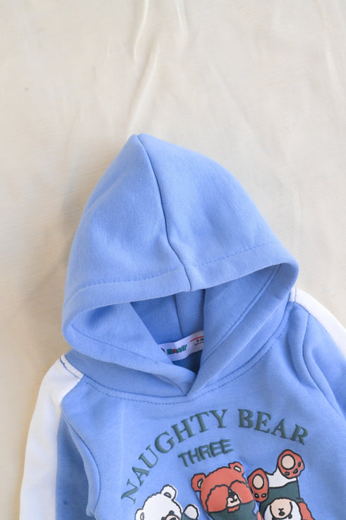 Three Naughty Bear Blue Fleece Hooded Set