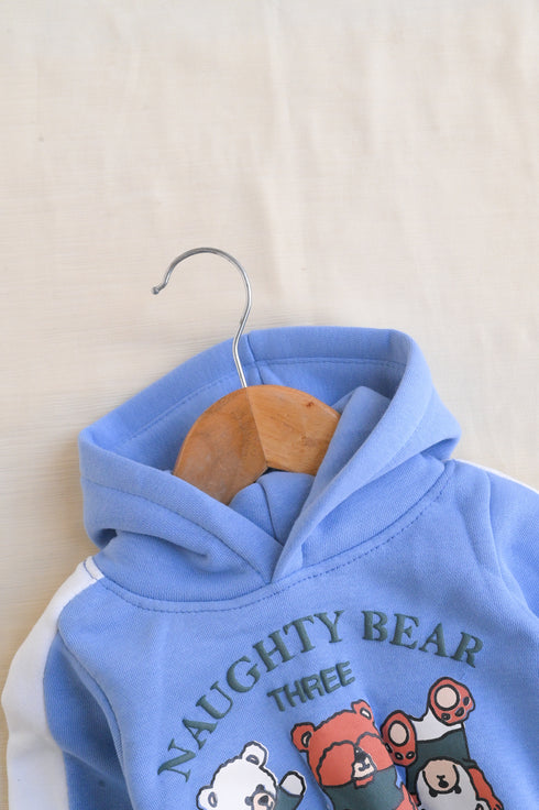 Three Naughty Bear Blue Fleece Hooded Set