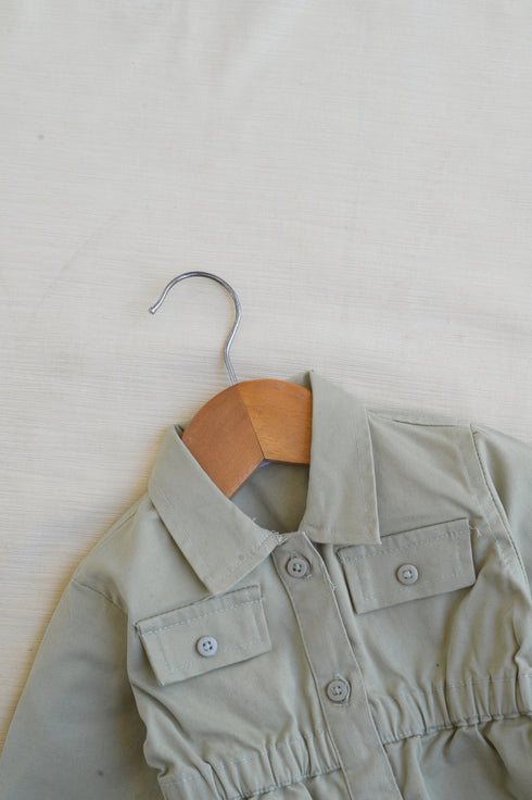 Non-Denim Baby Jumpsuit (Light Green)