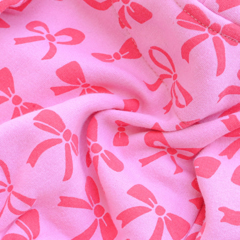 Pink Bow Fleece Hooded Set