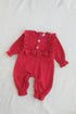 Red Ruffle Bow Ribbed Sleepsuit