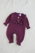 Maroon Ruffle Bow Ribbed Sleepsuit