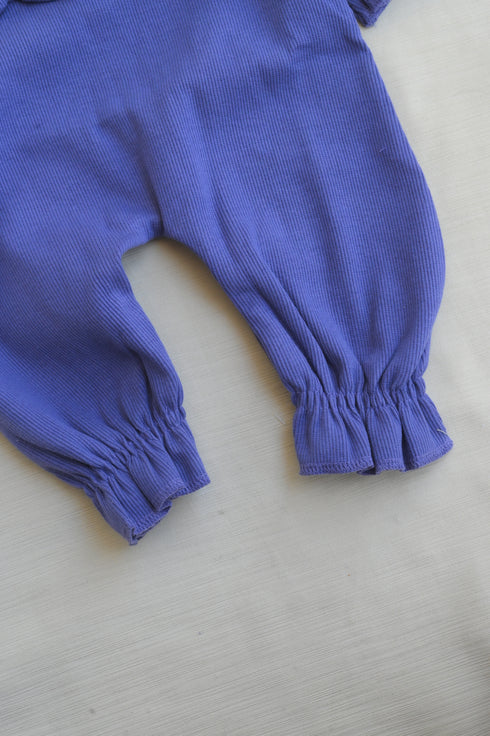 Purple Ruffle Bow Ribbed Sleepsuit