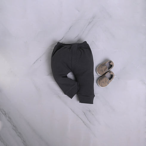 Ribbed High Neck Set (Dark Grey)