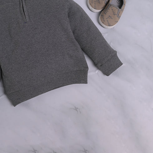 Ribbed High Neck Set (Smoky Grey)