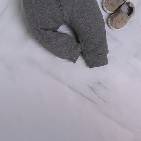 Ribbed High Neck Set (Smoky Grey)