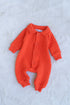 Orange Jacquard Knit Button-Up Sleepsuit