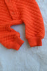 Orange Jacquard Knit Button-Up Sleepsuit