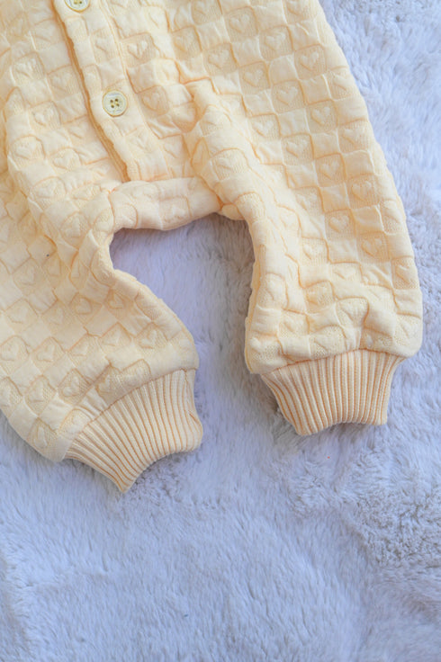 Lemon Jacquard Knit Button-Up Sleepsuit