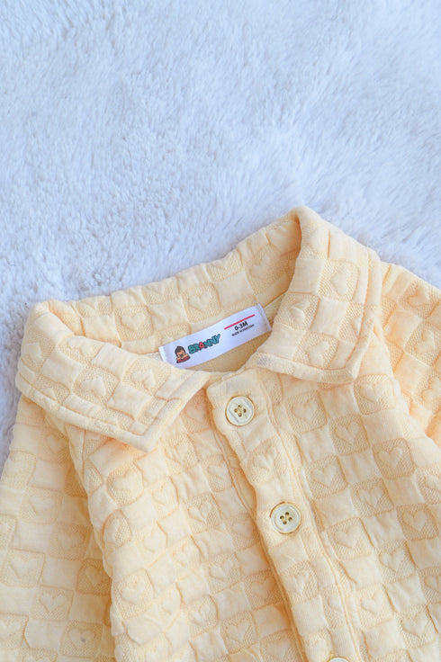 Lemon Jacquard Knit Button-Up Sleepsuit