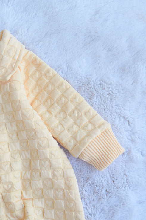 Lemon Jacquard Knit Button-Up Sleepsuit