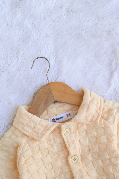 Lemon Jacquard Knit Button-Up Sleepsuit