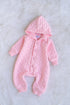 L-Pink Hooded Jacquard Knit Sleepsuit