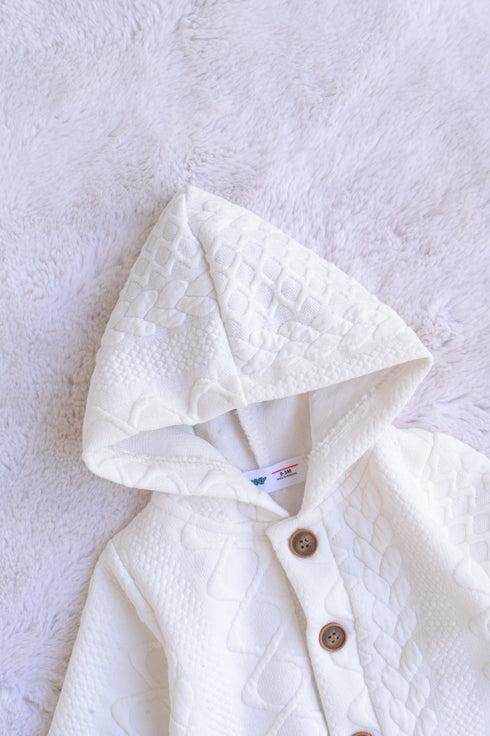 Off-White Hooded Jacquard Knit Sleepsuit