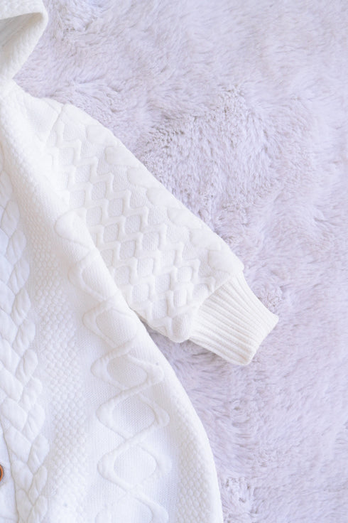 Off-White Hooded Jacquard Knit Sleepsuit