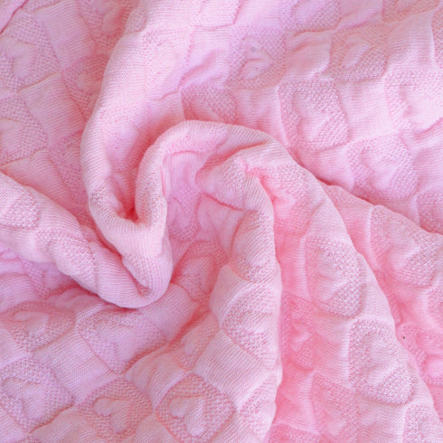 L-Pink Hooded Jacquard Knit Sleepsuit