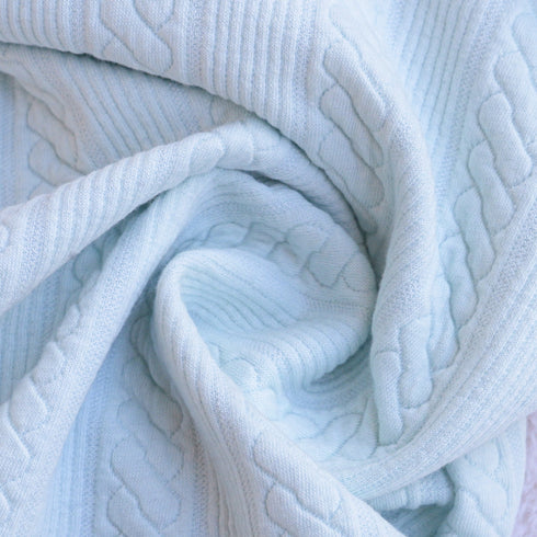 Sky Blue Jacquard Knit Button-Up Sleepsuit