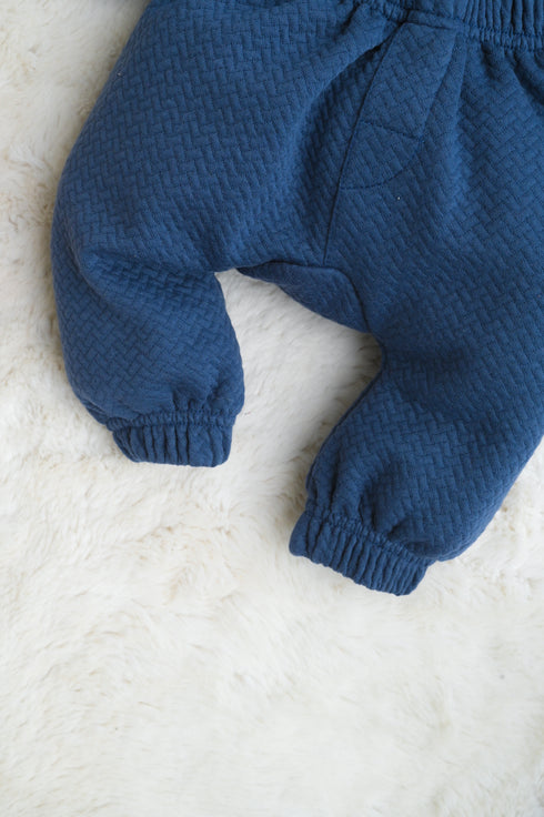 Jacquard Knit Polo Tracksuit Set (Navy)